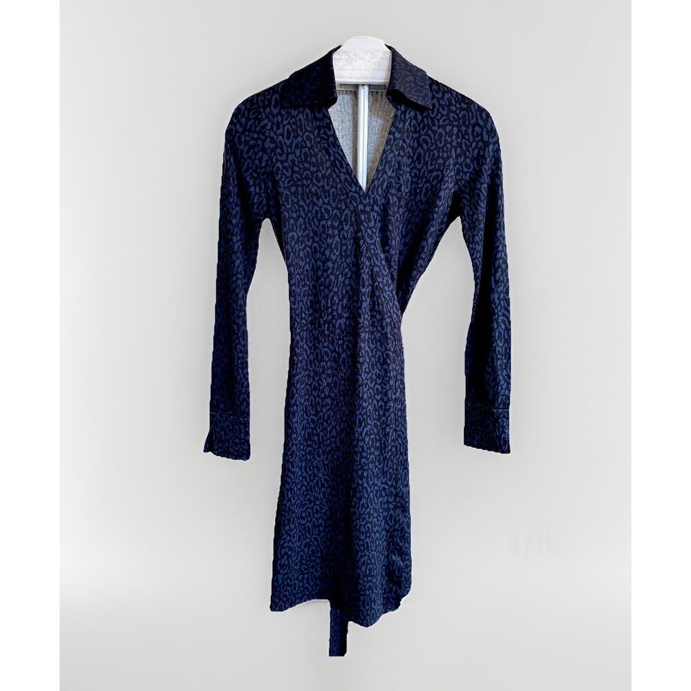 Diane von Furstenberg DVF Women Wrap Dress V-Neck, Long Sleeve 100% Silk Size 4